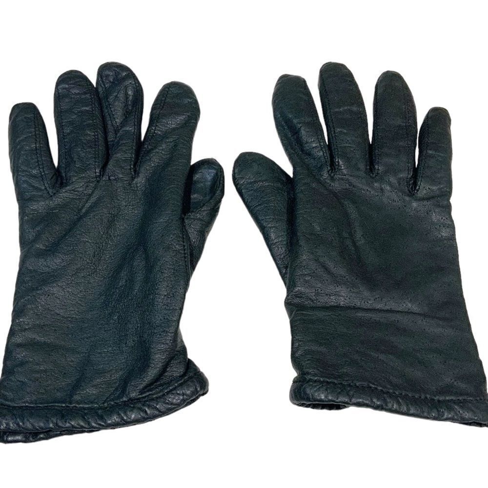 Leather Black Wrist Driving Gloves size Medium